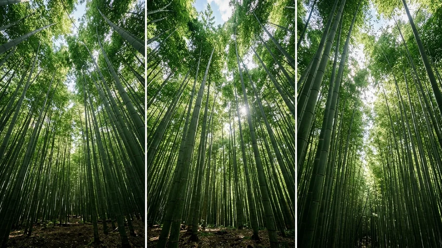 Green bamboo stretching densely toward the sky in the Juknokwon bamboo forest in Damyang
