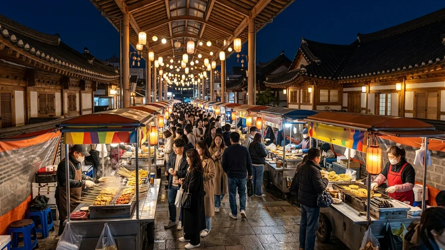 Food stalls at Jeonju Nambu Market night market