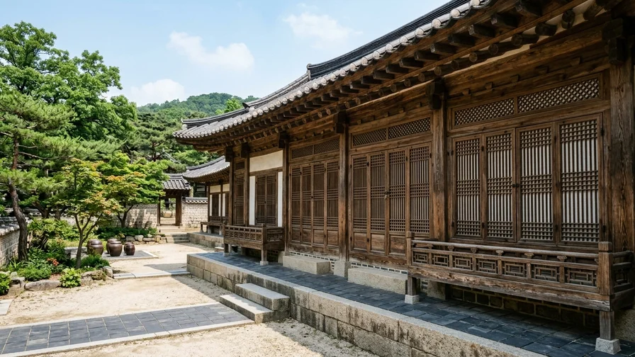 단청 없이 소박한 멋을 지닌 낙선재의 복도와 창호