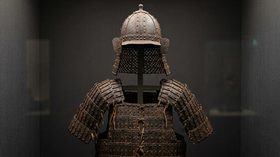 Iron armor and helmet excavated from a Gaya tomb, evidence of outstanding ironworking technology