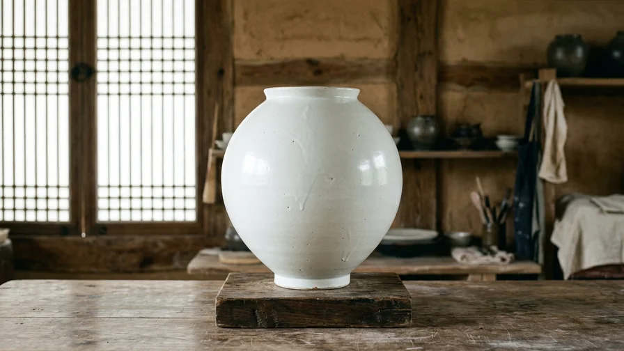 순수한 아름다움을 보여주는 조선백자 달항아리의 부드러운 곡선