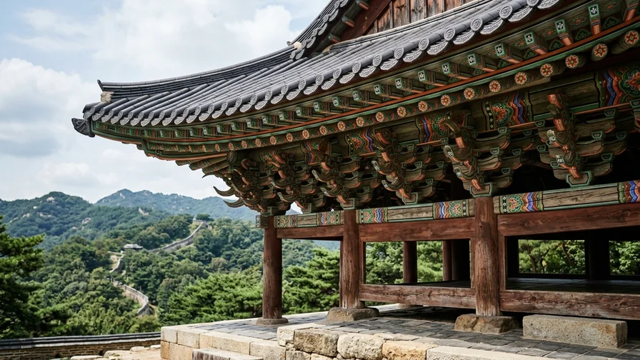 The delicate dancheong painting and architectural beauty of Namhansanseong's Seojangdae pavilion