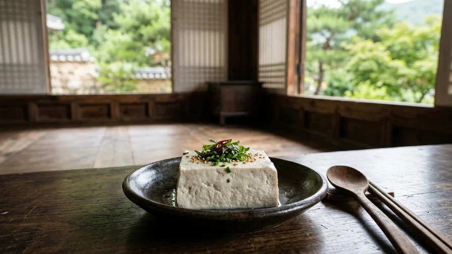 사찰음식으로 차분하고 정갈하게 담아낸 두부 요리 한 접시