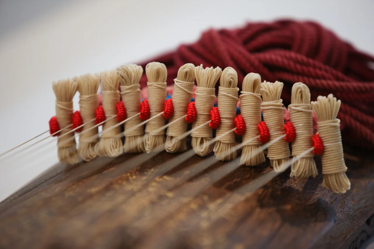 A detail shot of the gayageum, the traditional instrument said to have been created by Ureuk