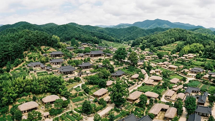 A peaceful view of Gyeongju Yangdong Village set amid green nature